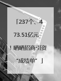 237个、473.51亿元！晒晒招商引资“成绩单”