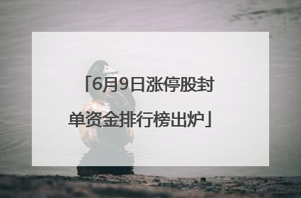 6月9日涨停股封单资金排行榜出炉